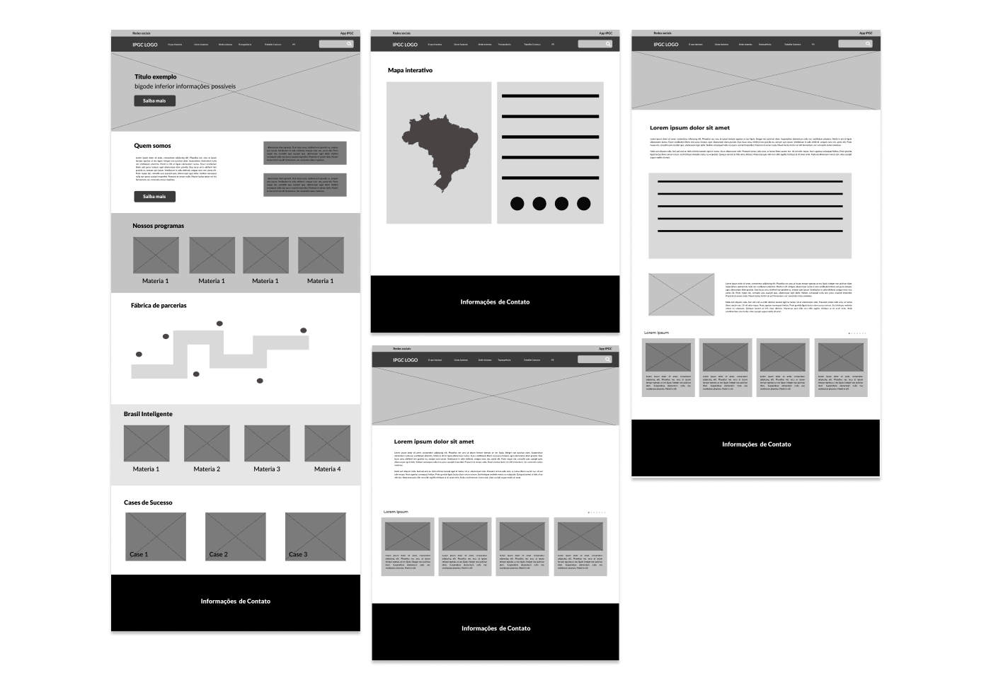 Wireframe Baixa Fidelidade IPGC